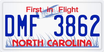 NC license plate DMF3862