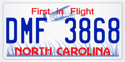 NC license plate DMF3868