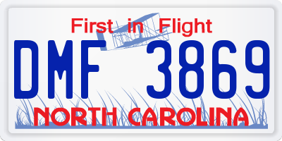 NC license plate DMF3869