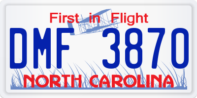 NC license plate DMF3870