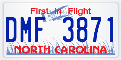 NC license plate DMF3871