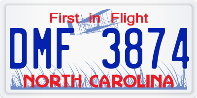 NC license plate DMF3874