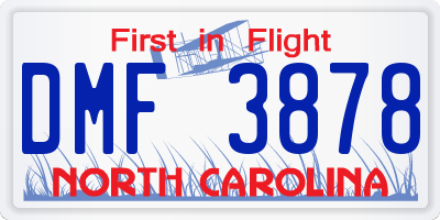 NC license plate DMF3878