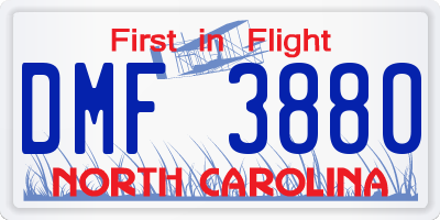NC license plate DMF3880