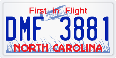 NC license plate DMF3881