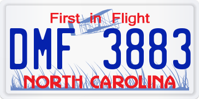 NC license plate DMF3883