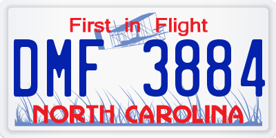 NC license plate DMF3884