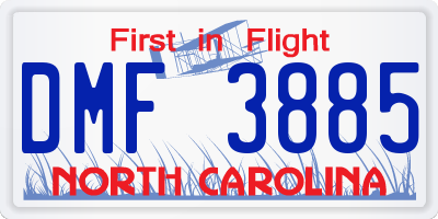 NC license plate DMF3885