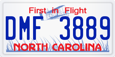 NC license plate DMF3889