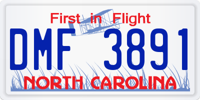 NC license plate DMF3891