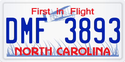 NC license plate DMF3893