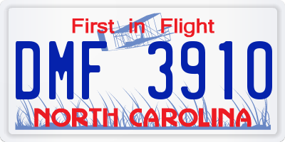 NC license plate DMF3910