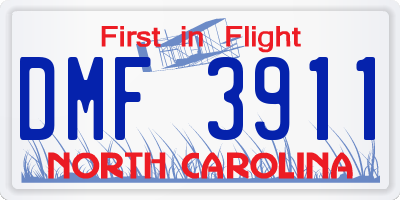 NC license plate DMF3911
