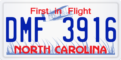 NC license plate DMF3916