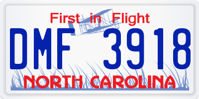 NC license plate DMF3918