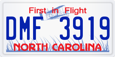 NC license plate DMF3919