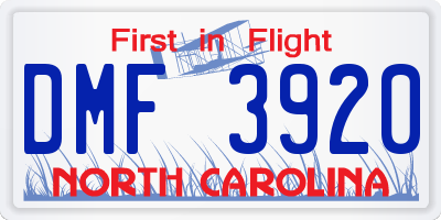 NC license plate DMF3920