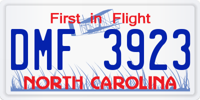 NC license plate DMF3923