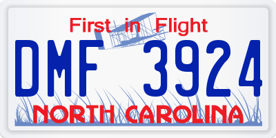 NC license plate DMF3924