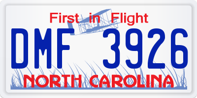 NC license plate DMF3926