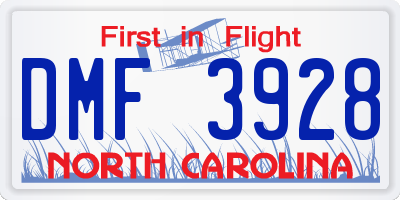 NC license plate DMF3928