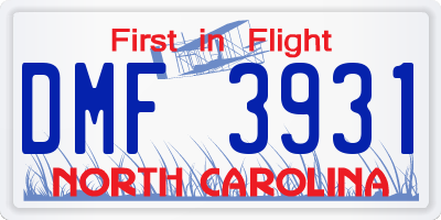 NC license plate DMF3931