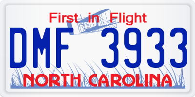 NC license plate DMF3933