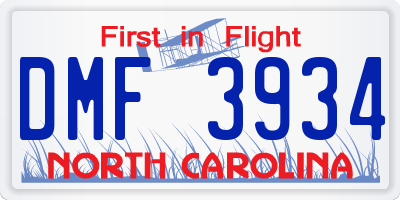 NC license plate DMF3934