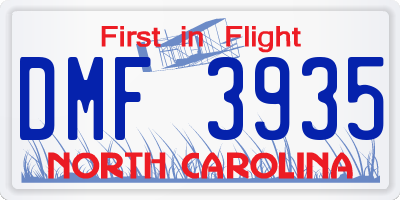 NC license plate DMF3935