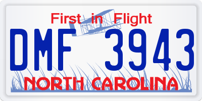 NC license plate DMF3943