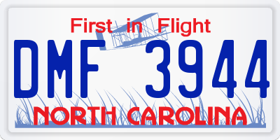 NC license plate DMF3944