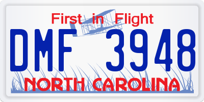 NC license plate DMF3948