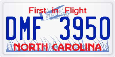 NC license plate DMF3950