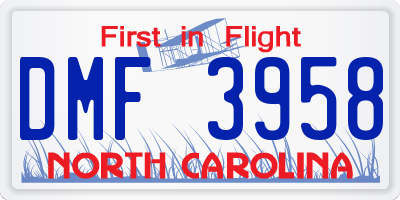 NC license plate DMF3958