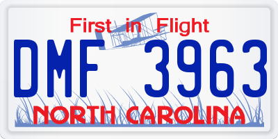 NC license plate DMF3963