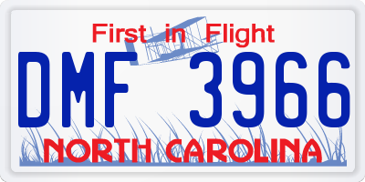 NC license plate DMF3966