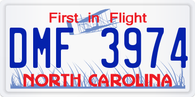 NC license plate DMF3974