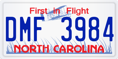 NC license plate DMF3984