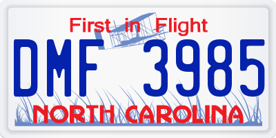 NC license plate DMF3985