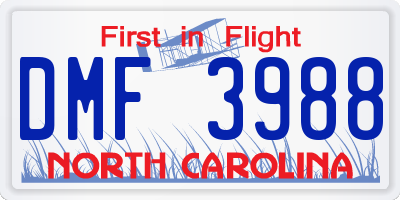NC license plate DMF3988