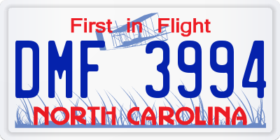 NC license plate DMF3994