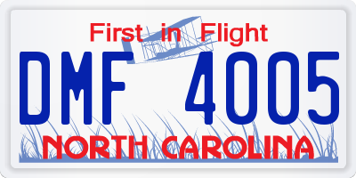 NC license plate DMF4005