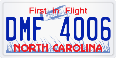 NC license plate DMF4006