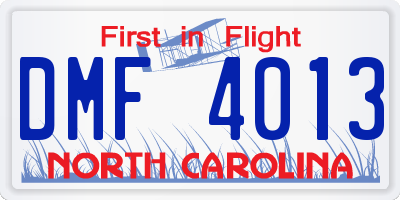 NC license plate DMF4013
