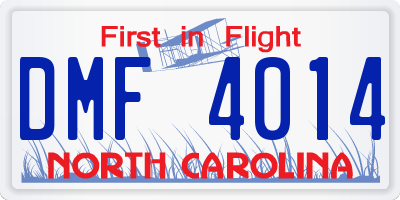 NC license plate DMF4014
