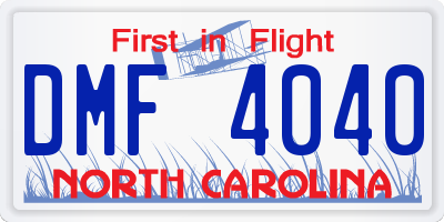 NC license plate DMF4040