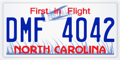 NC license plate DMF4042