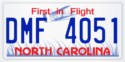 NC license plate DMF4051