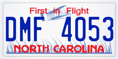 NC license plate DMF4053