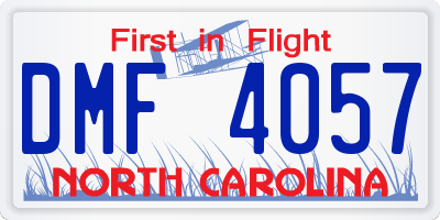 NC license plate DMF4057